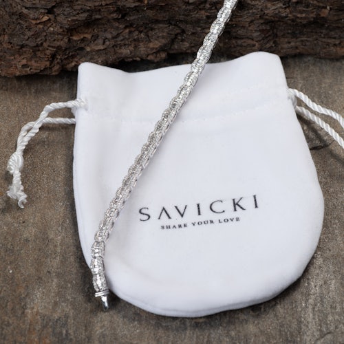 Bransoletka tenisowa SAVICKI: białe złoto, diamenty